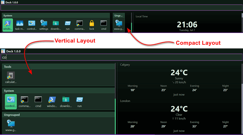 Deck Launcher main screen screenshot